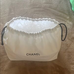 Chanel White Cosmetic Drawstring Pouch